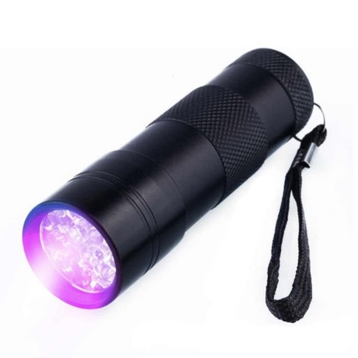 Lanterna 12 Leds Luz Negra Ultra Violeta de Aluminio