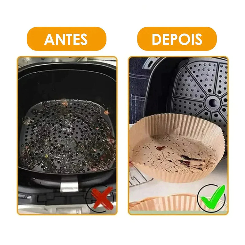 Forro De Papel Airfryer Tapete Forma Antiaderente 50 Unidades Descartaveis